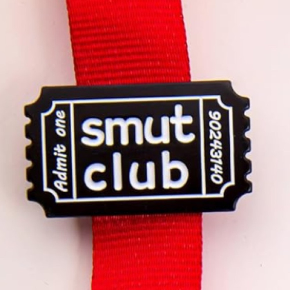 NEW Enamel Pin “Smut Club” Ticket “Admit One” Literature Reading Black White
